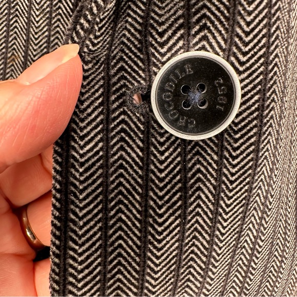 Men’s Grey Black Stripe Velour Two Button Sports Jacket - Picture 7 of 10